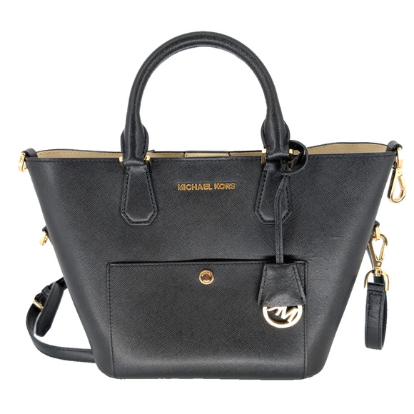 Michael Kors Greenwich Saffiano Pebbled Leather Top Handle Tote Handbag Back - Picture 2 of 14